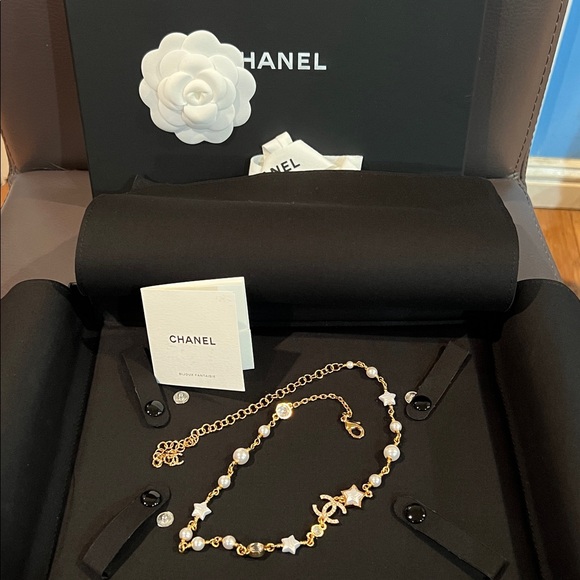 Chanel Bijoux Fantaisie necklace costume pearl star crystal - Picture 2 of 9